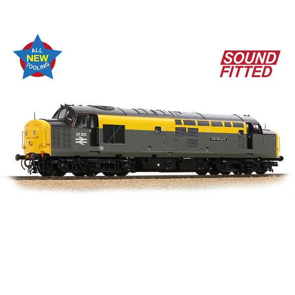Bachmann 35-308SF OO Gauge Class 37/0 Centre Headcode 37201 'St. Margaret' BR Eng. Grey & Yellow SOUND FITTED