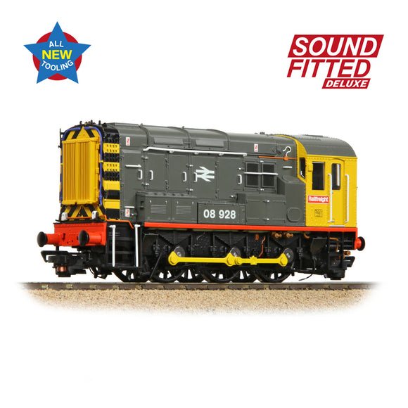 OO Gauge Bachmann 35-906SFX Class 08 08928 BR Railfreight (Red Stripe) SOUND FITTED DELUXE