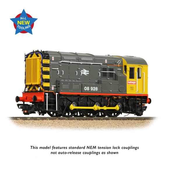 OO Gauge Bachmann 35-906 Class 08 08928 BR Railfreight (Red Stripe)
