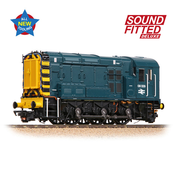 OO Gauge Bachmann 35-925SFX Class 08 08329 BR Blue (Wasp Stripes) SOUND FITTED DELUXE