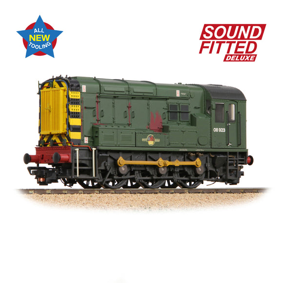 OO Gauge Bachmann 35-926SFX Class 08 08923 BR Green (Wasp Stripes) Weathered SOUND FITTED DELUXE
