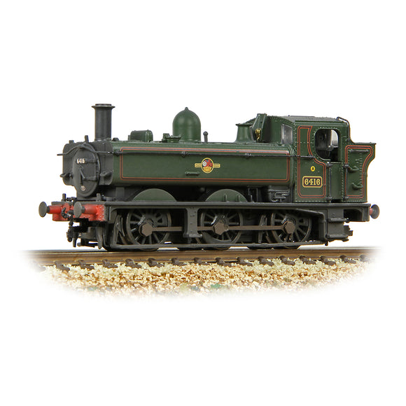N Gauge Graham Farish 371-987B GWR 64XX Pannier Tank 6416 BR Lined Green (Late Crest) Weathered
