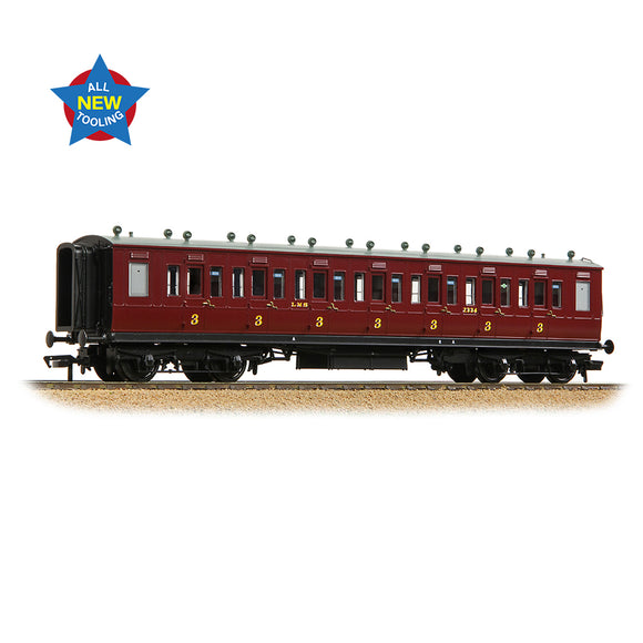 OO Gauge Bachmann 39-873A LNWR 50ft Arc Roof Third Corridor LMS Crimson Lake
