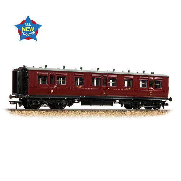 OO Gauge Bachmann 39-873 LNWR 50ft Arc Roof Third Corridor LMS Crimson Lake