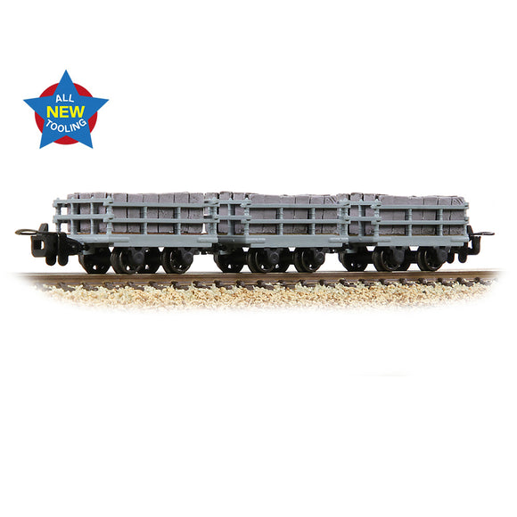 OO9 Gauge Bachmann Narrow Gauge 393-227 Dinorwic Slate Wagons with sides 3-Pack Grey with load