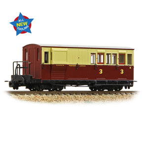 OO9 Gauge Bachmann Narrow Gauge 394-085 Ffestiniog Railway Brake Third No. 8 FR Crimson & Cream