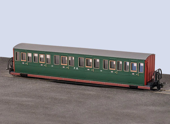 OO9 Gauge PECO GR-623A FR Long 'Bowsider' Coach - Colonel Stephens No.19