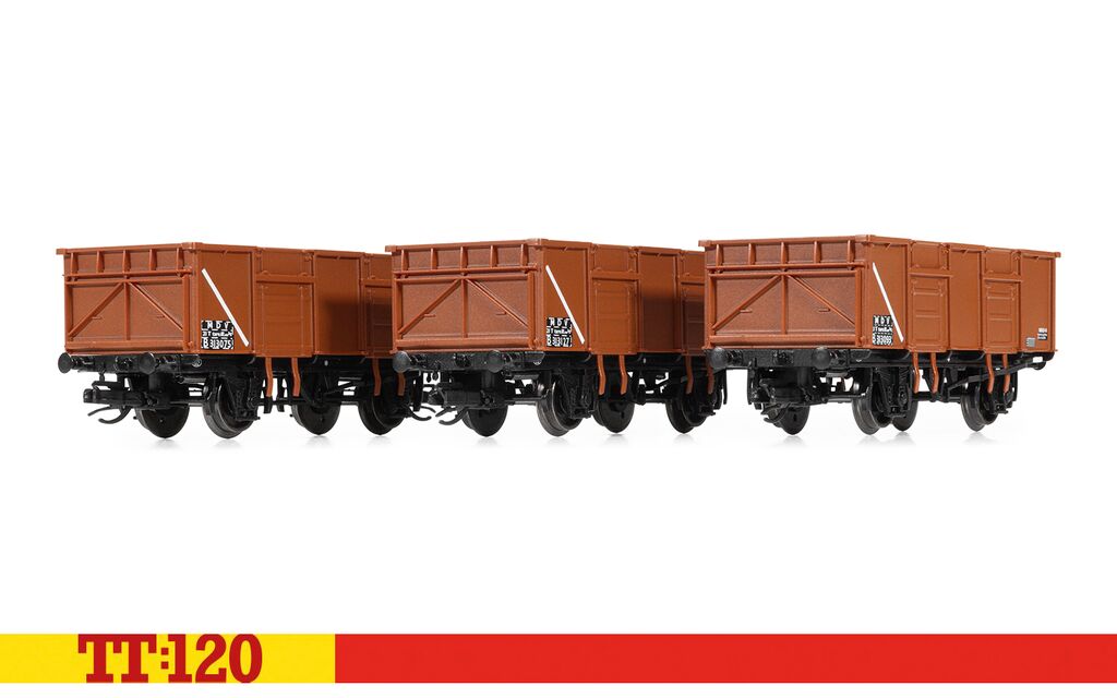 TT:120 Gauge Hornby TT6039 BR 21T Mineral Wagon Triple Pack BR Bauxite