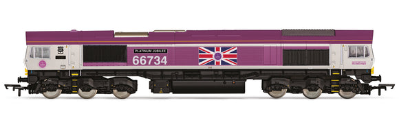 OO Gauge Hornby R30332 GBRf Class 66 Co-Co 66734 'Platinum Jubilee'