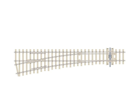 OO Gauge PECO SL-E1096 Turnout, Medium Radius, Concrete Sleepers, Left Hand Electrofrog Code 75