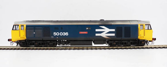 O Gauge Heljan HN4030 Class 50 036 'Victorious' BR Large Logo Blue Weathered