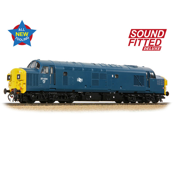 Bachmann 35-301SFX Class 37/0 Split Headcode 37034 BR Blue SOUND FITTED DELUXE