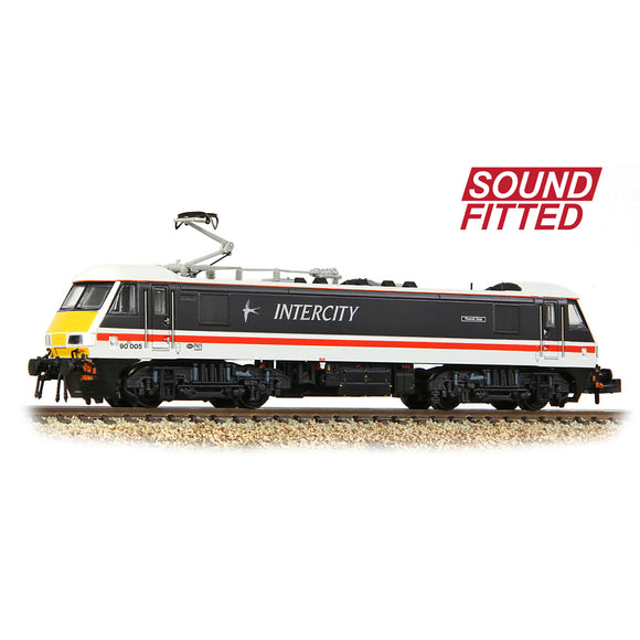 Graham Farish N Gauge 371-780SF Class 90/0 90005 'Financial Times' BR InterCity (Swallow) SOUND FITTED