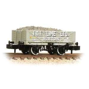 Graham Farish 377-031 5 Plank Wagon Steel Floor 'ICI' (Lime) Ltd.' Grey with load