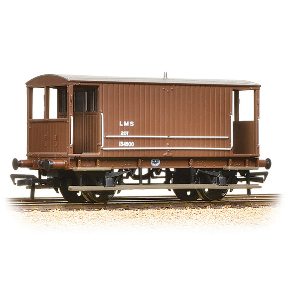 Bachmann 38-553A OO Gauge Midland 20T Brake Van Without Duckets LMS Bauxite