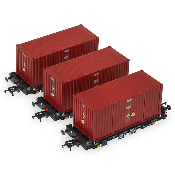 Accurascale ACC2098 OO Gauge PFA DRS LLNW 2031 Container Pack 6 Triple Pack