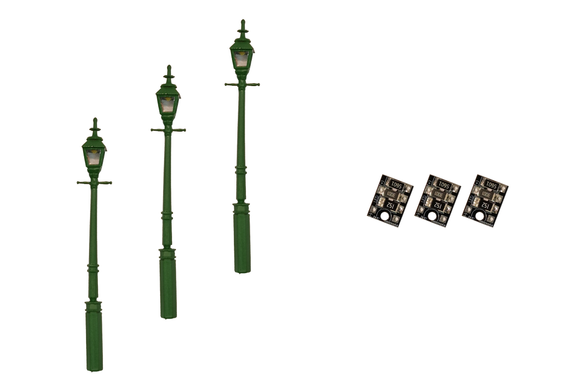 DCC Concepts LML-GSGR Legacy Lighting 4mm Scale Gas Street/Platform Lamps – Green (3 pack)
