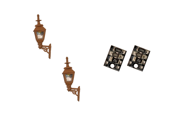 DCC Concepts LML-GWBN 4mm Scale Gas Wall Lamps – Brown (2 pack)