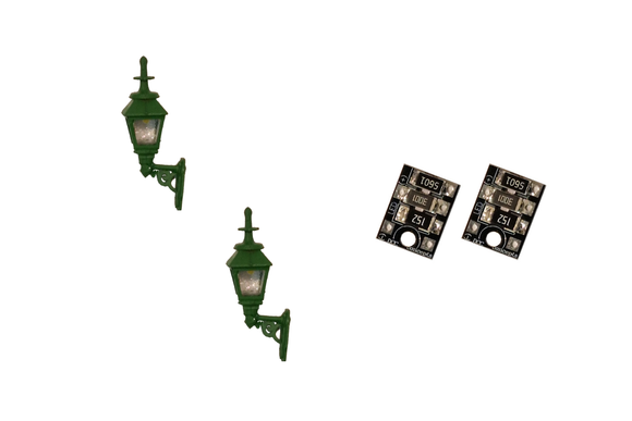 DCC Concepts LML-GWGR Legacy Lighting 4mm Scale Gas Wall Lamps – Green (2 pack)