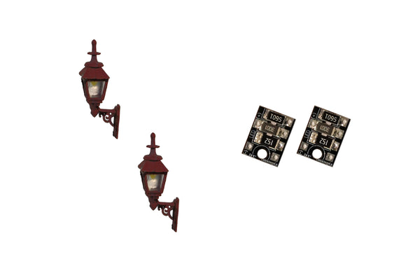 DCC Concepts LML-GWMR Legacy Lighting 4mm Scale Gas Wall Lamps – Maroon (2 pack)