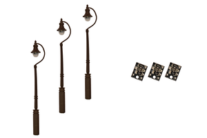 DCC Concepts LML-SSBK Legacy Lighting 4mm Scale Swan-Neck Street/Platform Lamps – Black (3 pack)