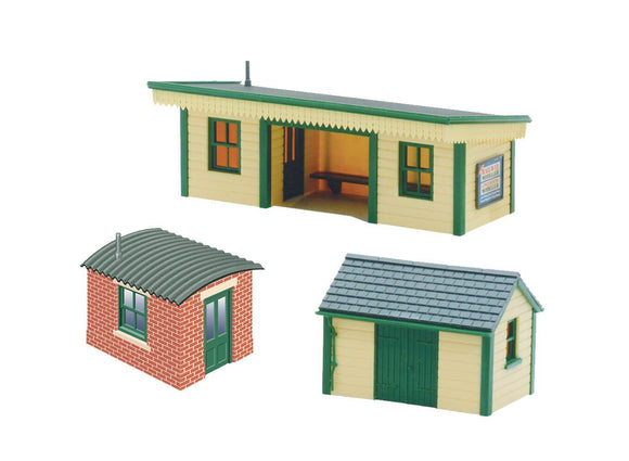 PECO NB-16 Station Platform Shelter with Timber & Brick Huts N Scale Plastic Kit