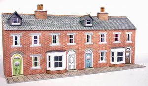 METCALFE PN174 N SCALE LOW RELIEF RED BRICK TERRACED HOUSE FRONTS