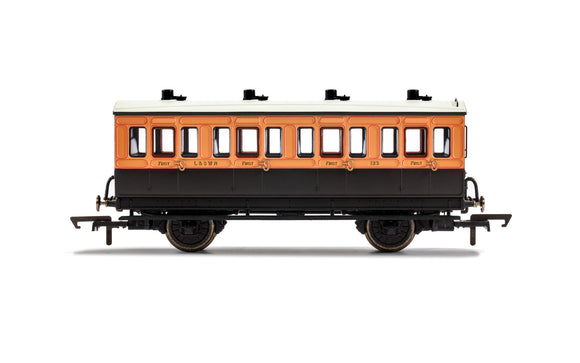 Hornby R40107  LSWR 4 Wheel Coach 1st Class 123 WITH LIGHTS