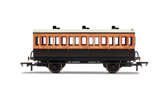 Hornby R40108 LSWR 4 Wheel Coach 3rd Class 302 WITH LIGHTS