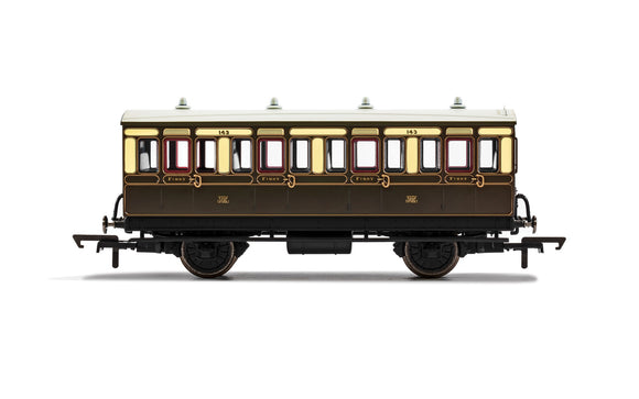Hornby R40111 GWR 4 Wheel Coach 1st Class 143 WITH LIGHTS