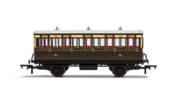 Hornby R40112 GWR 4 Wheel Coach 3rd Class 1889 WITH LIGHTS
